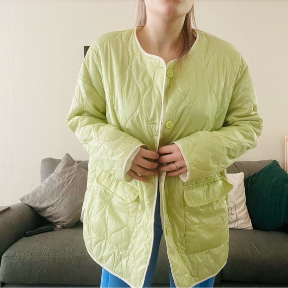 Lime Green Quilted Jacket - Picture 6 of 14